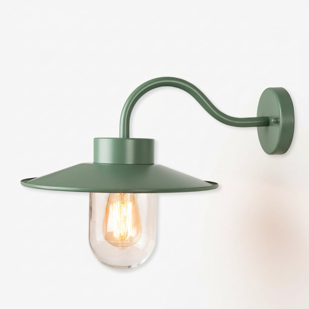 Swan Neck Exterior Wall Light in Thistle Green