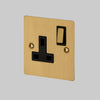 One Gang 13 Amp Switched Plug Socket In Solid Brass