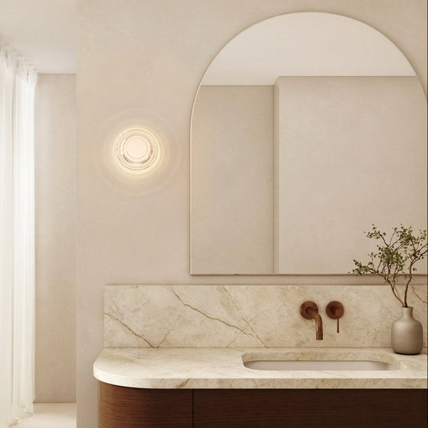 Drop IP44 Bathroom LED Wall Light with Textured Clear Glass