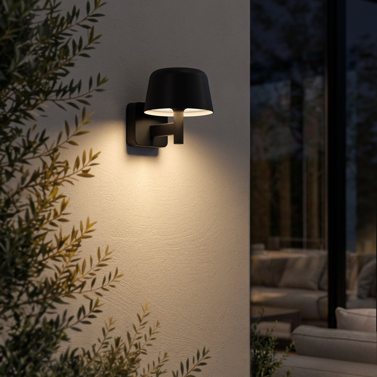 Nomad Lantern Exterior LED Wall Light in Textured Black