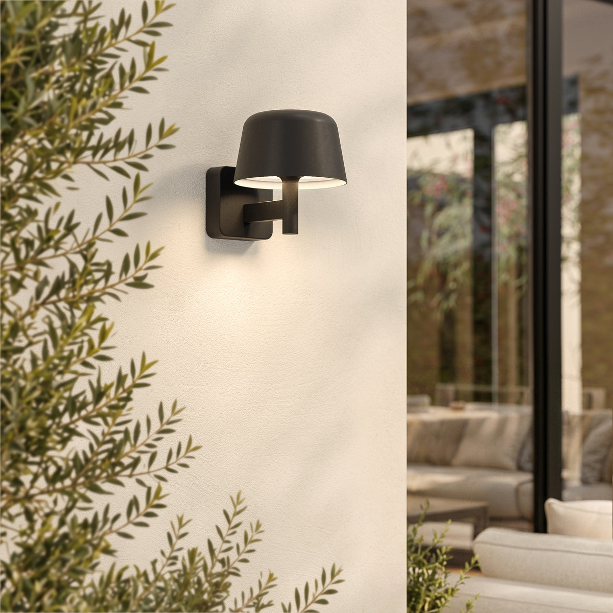 Nomad Lantern Exterior LED Wall Light in Textured Black