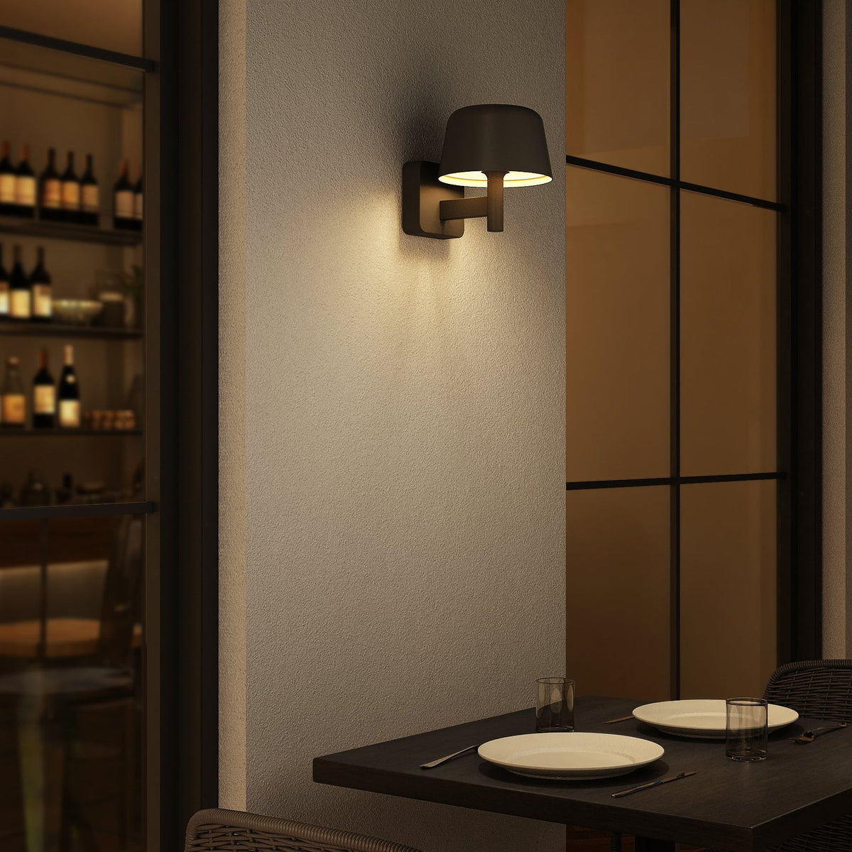 Nomad Lantern Exterior LED Wall Light in Textured Black