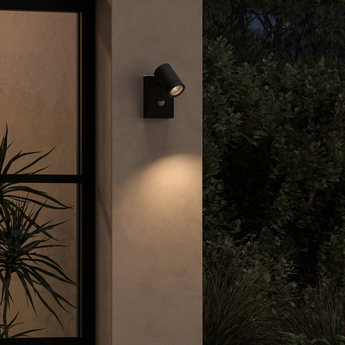 Bayville IP65 LED Spotlight in Textured Black with PIR Sensor