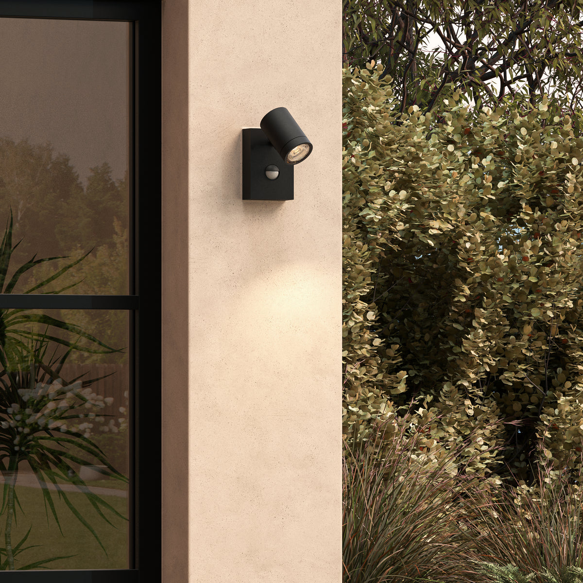 Bayville IP65 LED Spotlight in Textured Black with PIR Sensor