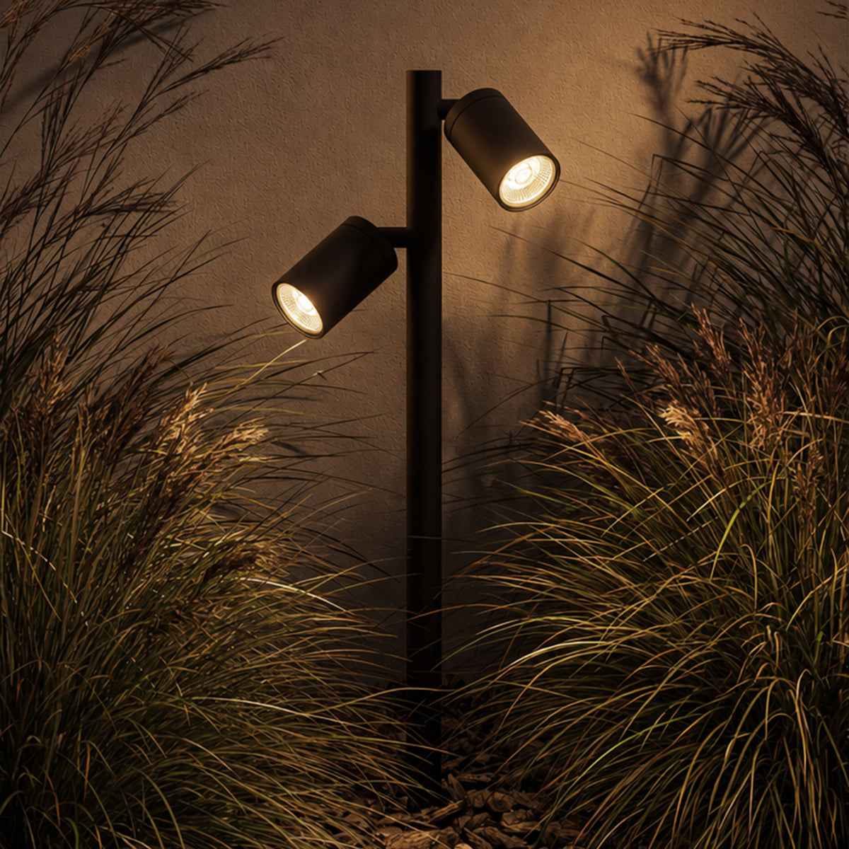 Dartmouth Exterior Adjustable Spike 900 Twin Spotlight In Textured Black