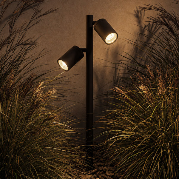 Dartmouth Exterior Adjustable Spike 900 Twin Spotlight In Textured Black