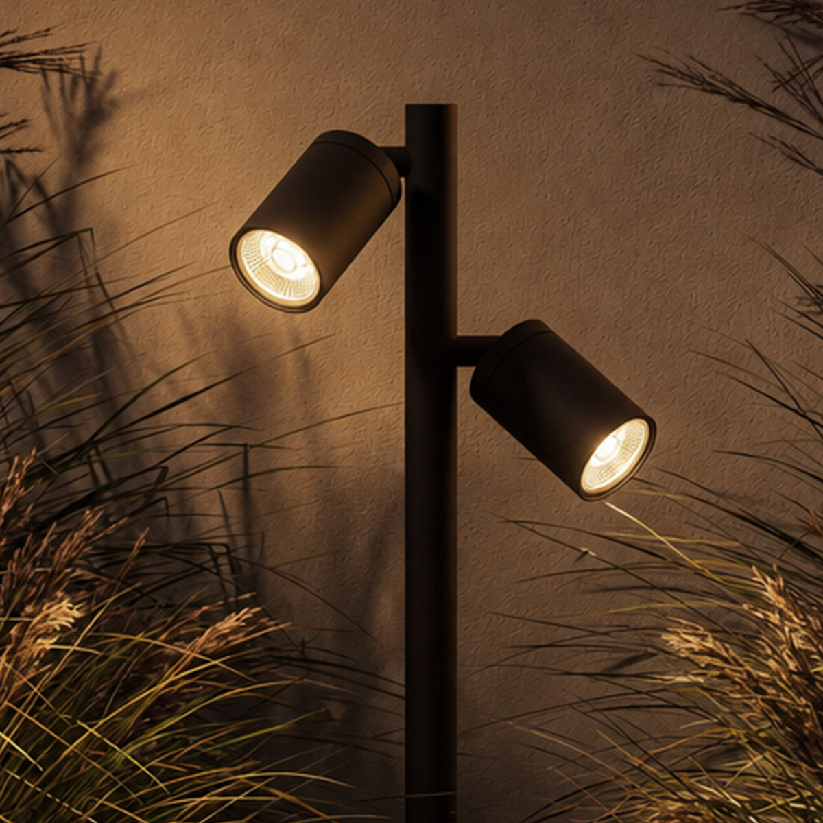 Dartmouth Exterior Adjustable Spike 900 Twin Spotlight In Textured Black