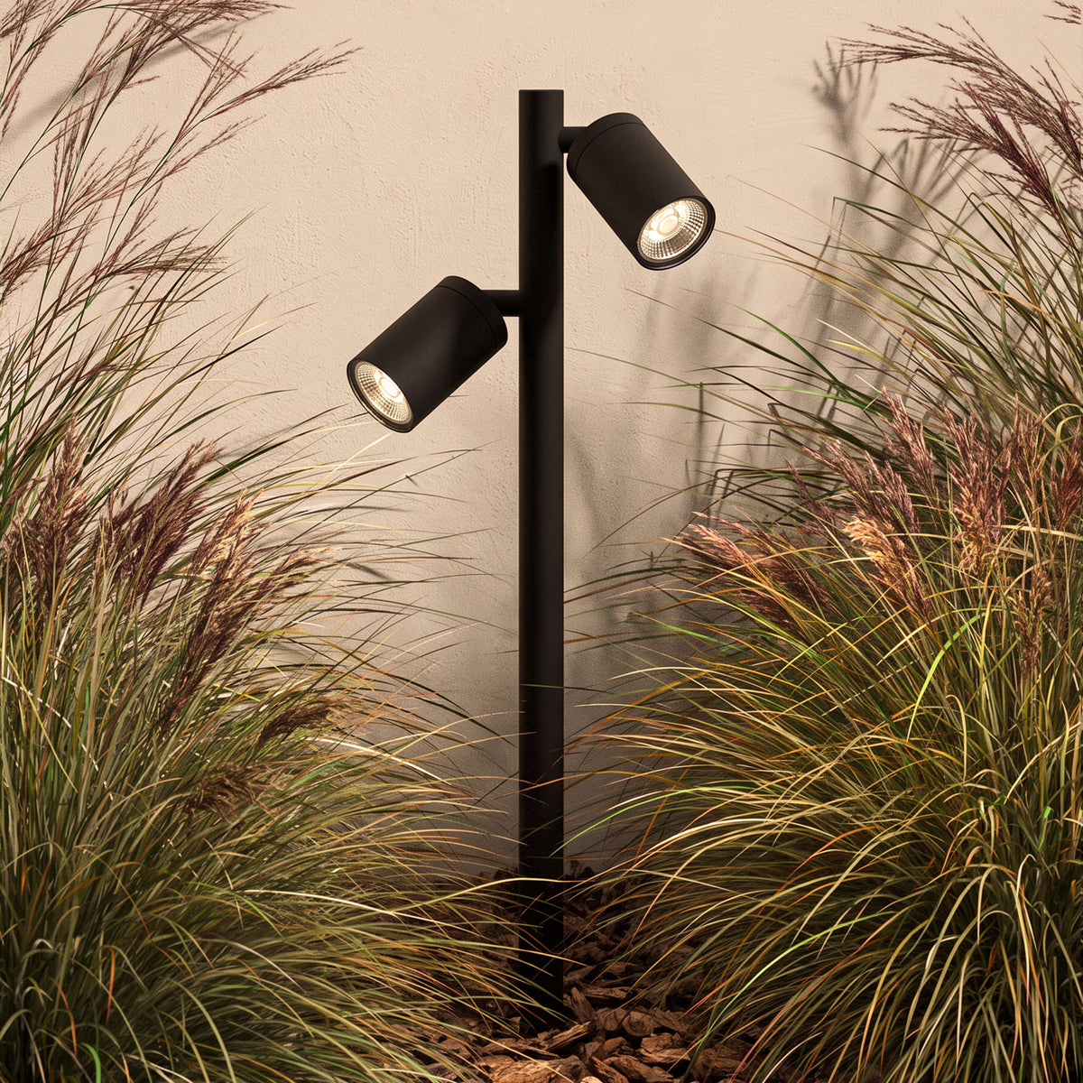 Dartmouth Exterior Adjustable Spike 900 Twin Spotlight In Textured Black