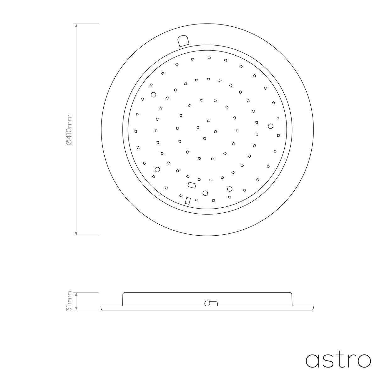Elba Phase Dimmable LED Ceiling Base 410 in Matt White