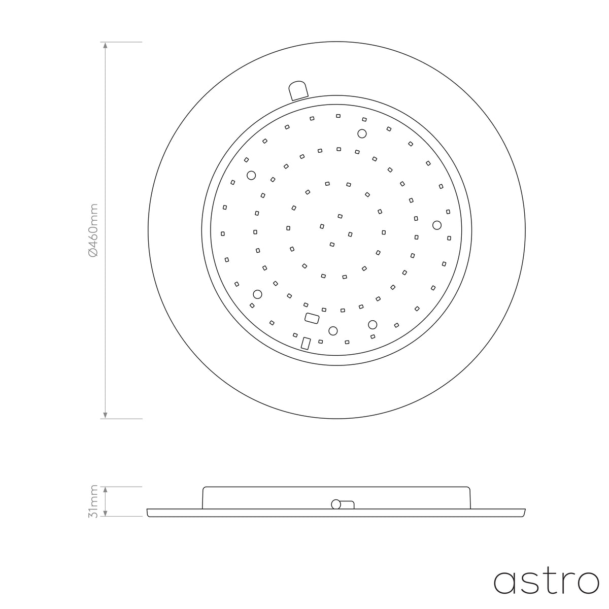 Elba Phase Dimmable LED Ceiling Base 460 in Matt White