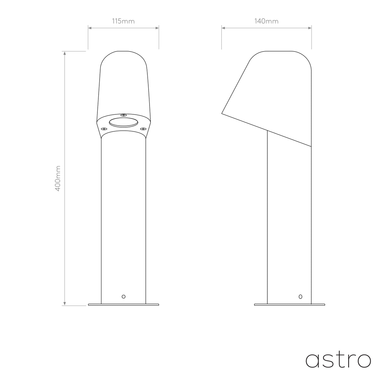 Mast 400 Exterior Bollard in Textured Black