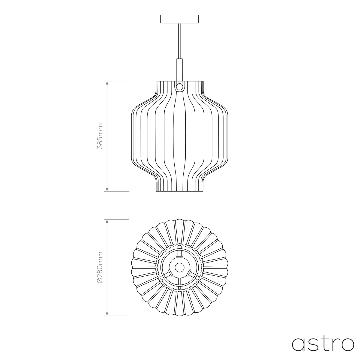 Toro Pendant in Matt White with Ribbed Clear Glass Shade
