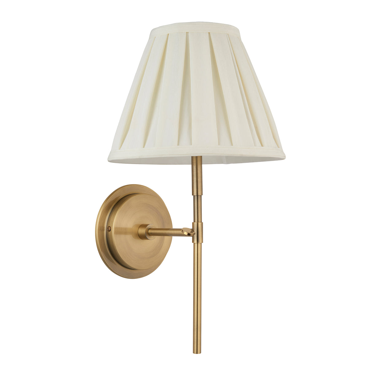 Rennes Single Wall Light in Antique Brass with Pleated Cream 26cm Carla Shade