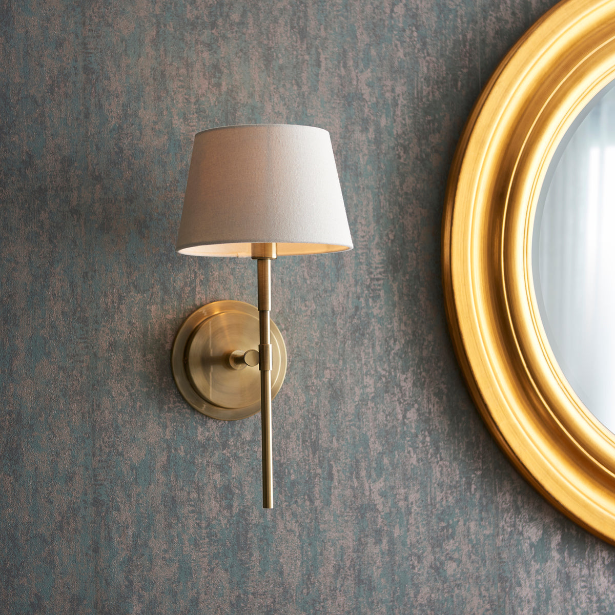 Rennes Single Wall Light in Antique Brass with Ivory 20cm Cici Shade