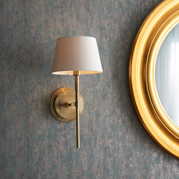 Rennes Single Wall Light in Antique Brass with Ivory 20cm Cici Shade