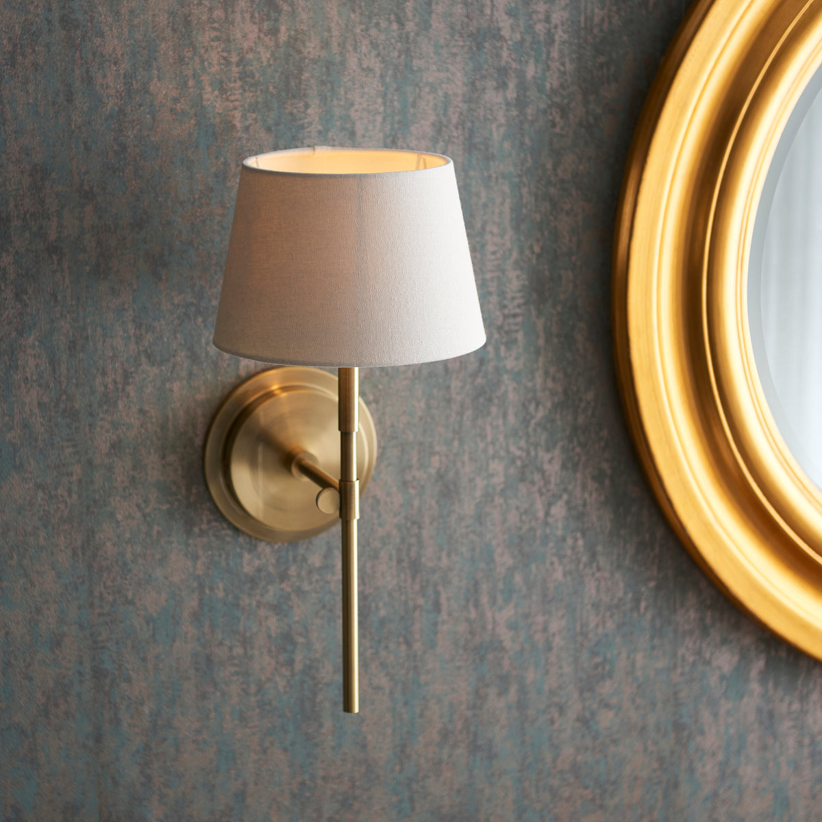 Rennes Single Wall Light in Antique Brass with Ivory 20cm Cici Shade