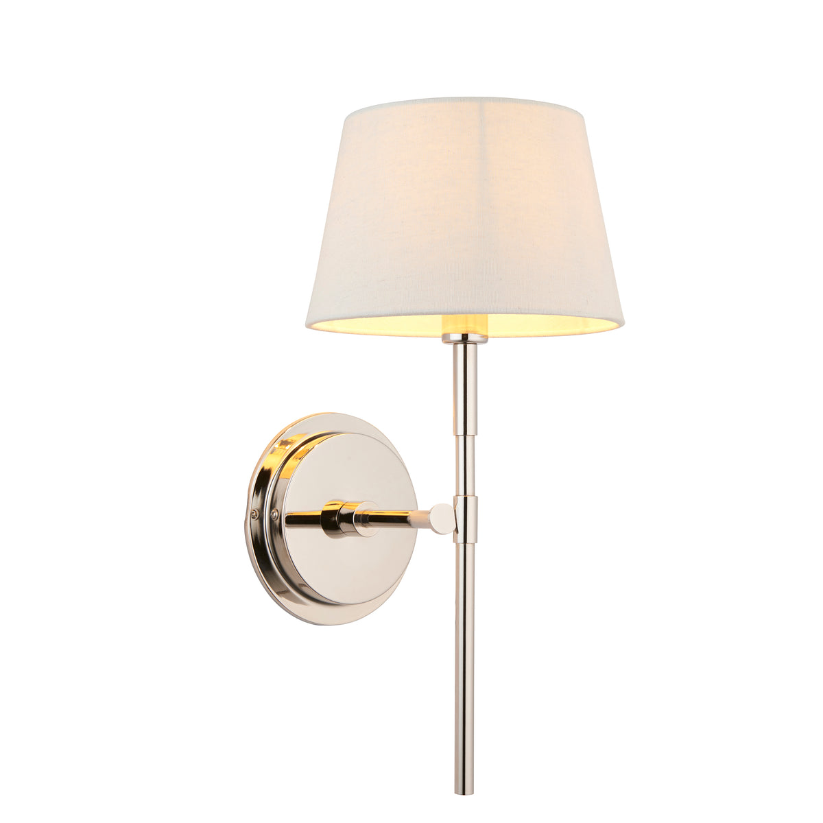 Rennes Single Wall Light in Bright Nickel with Ivory 20cm Cici Shade