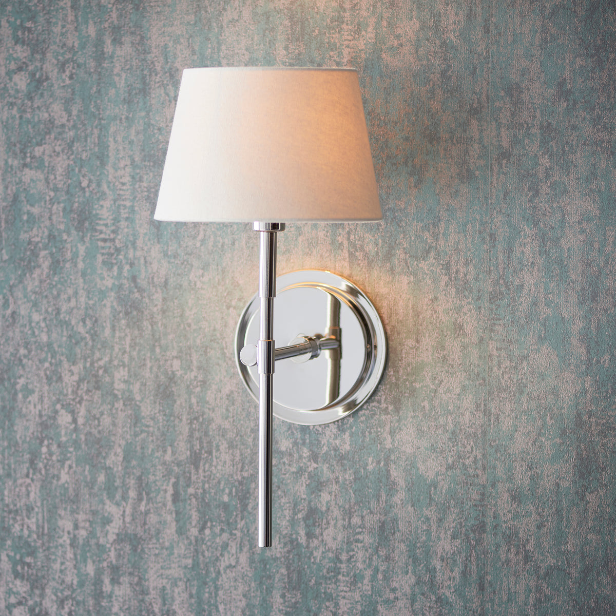 Rennes Single Wall Light in Bright Nickel with Ivory 20cm Cici Shade