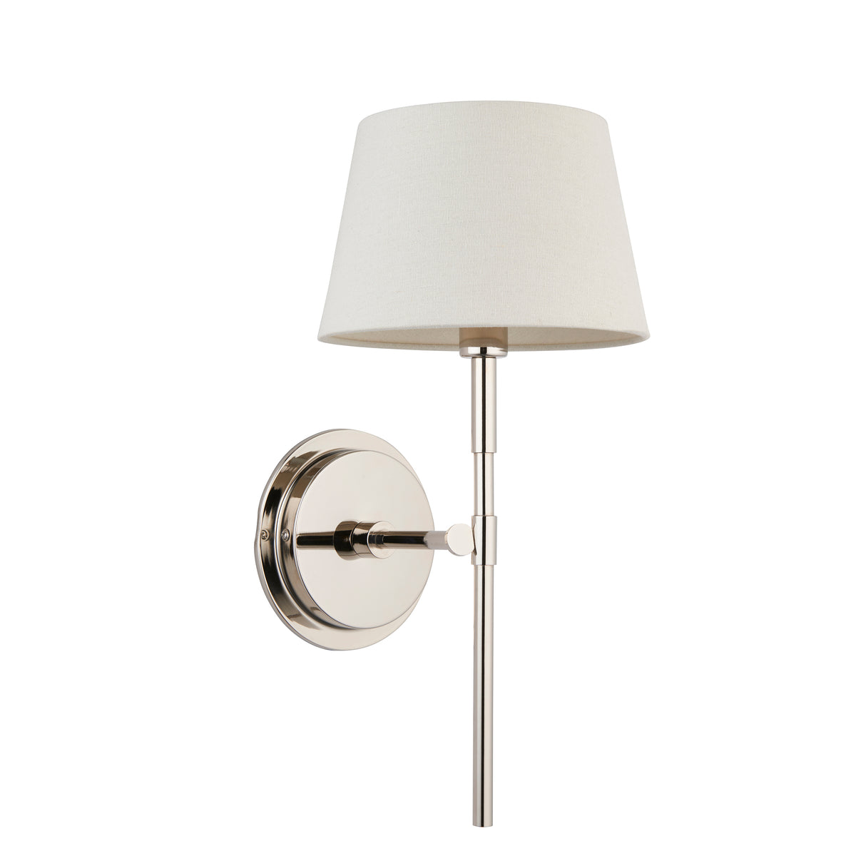 Rennes Single Wall Light in Bright Nickel with Ivory 20cm Cici Shade