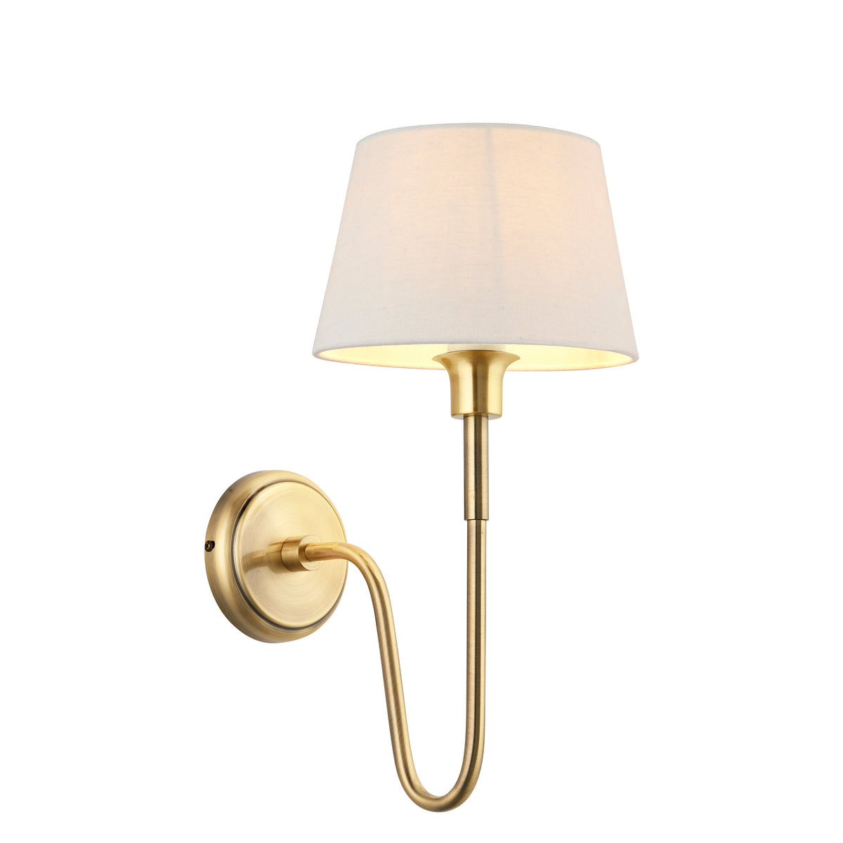 Rouen Single Wall Light in Antique Brass with Ivory 20cm Cici Shade