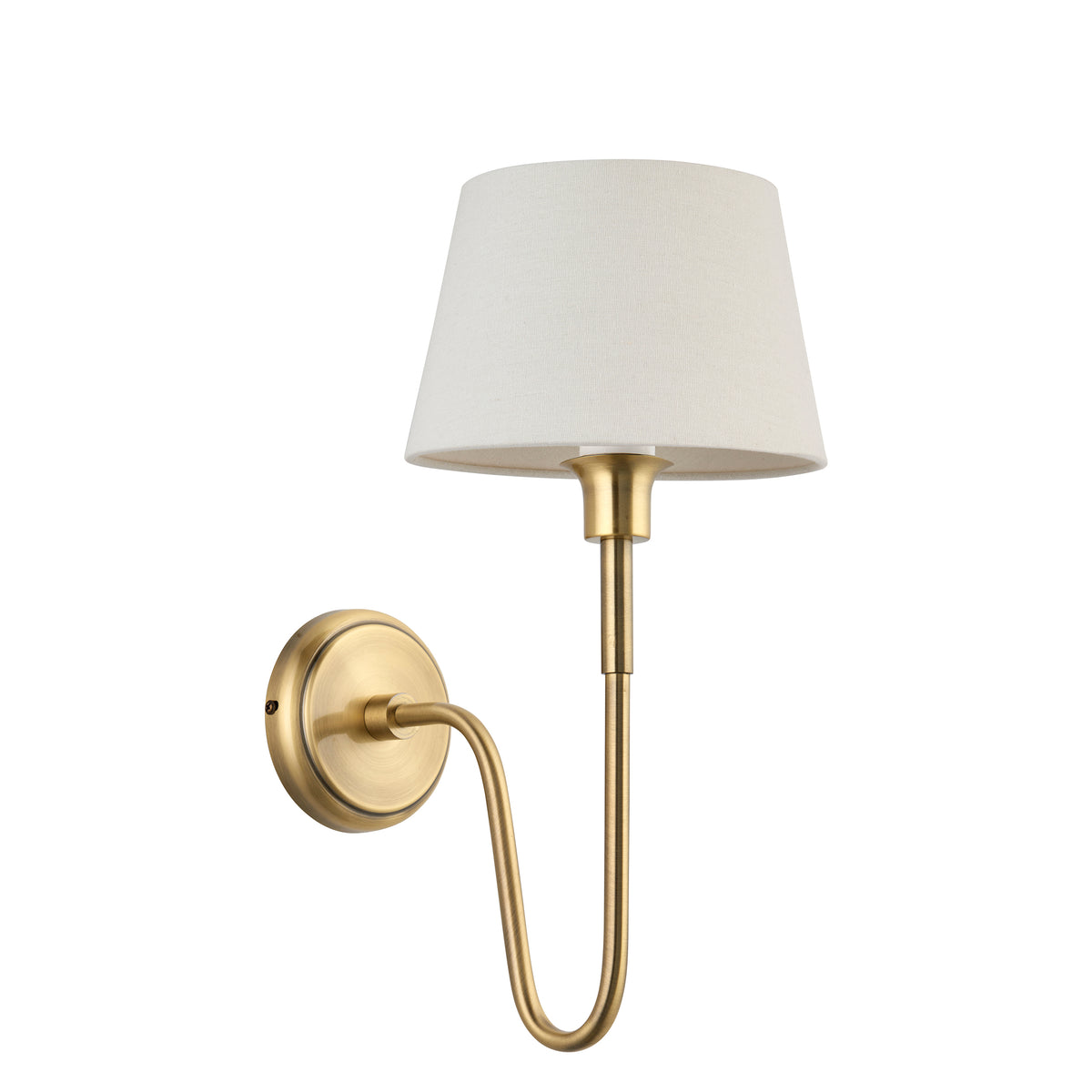 Rouen Single Wall Light in Antique Brass with Ivory 20cm Cici Shade