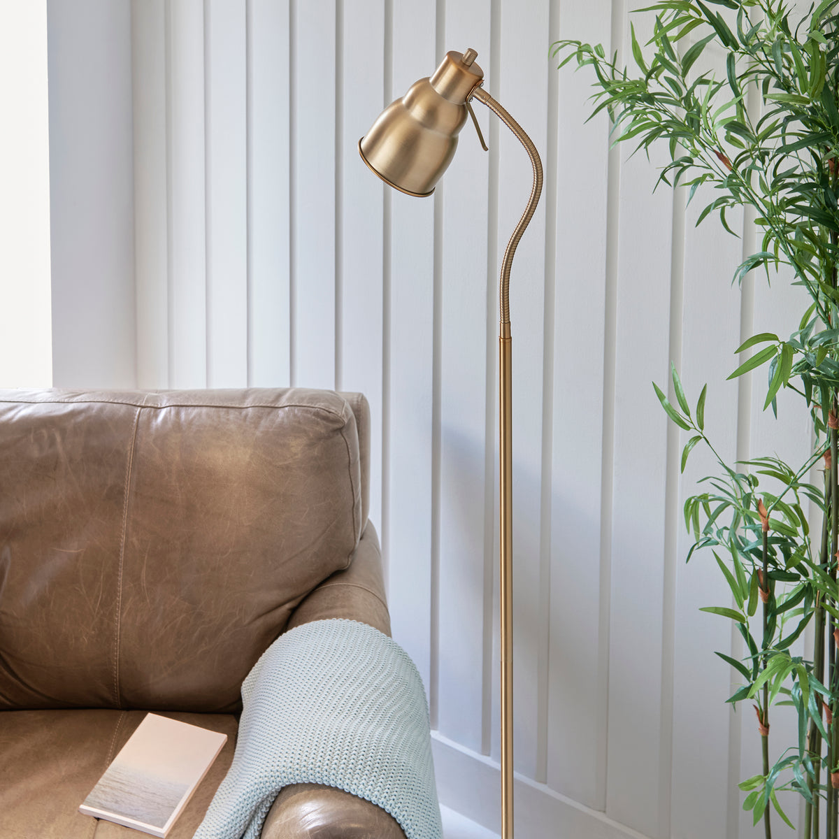 Classic Flexi Reader Floor Lamp in Brushed Aged Brass