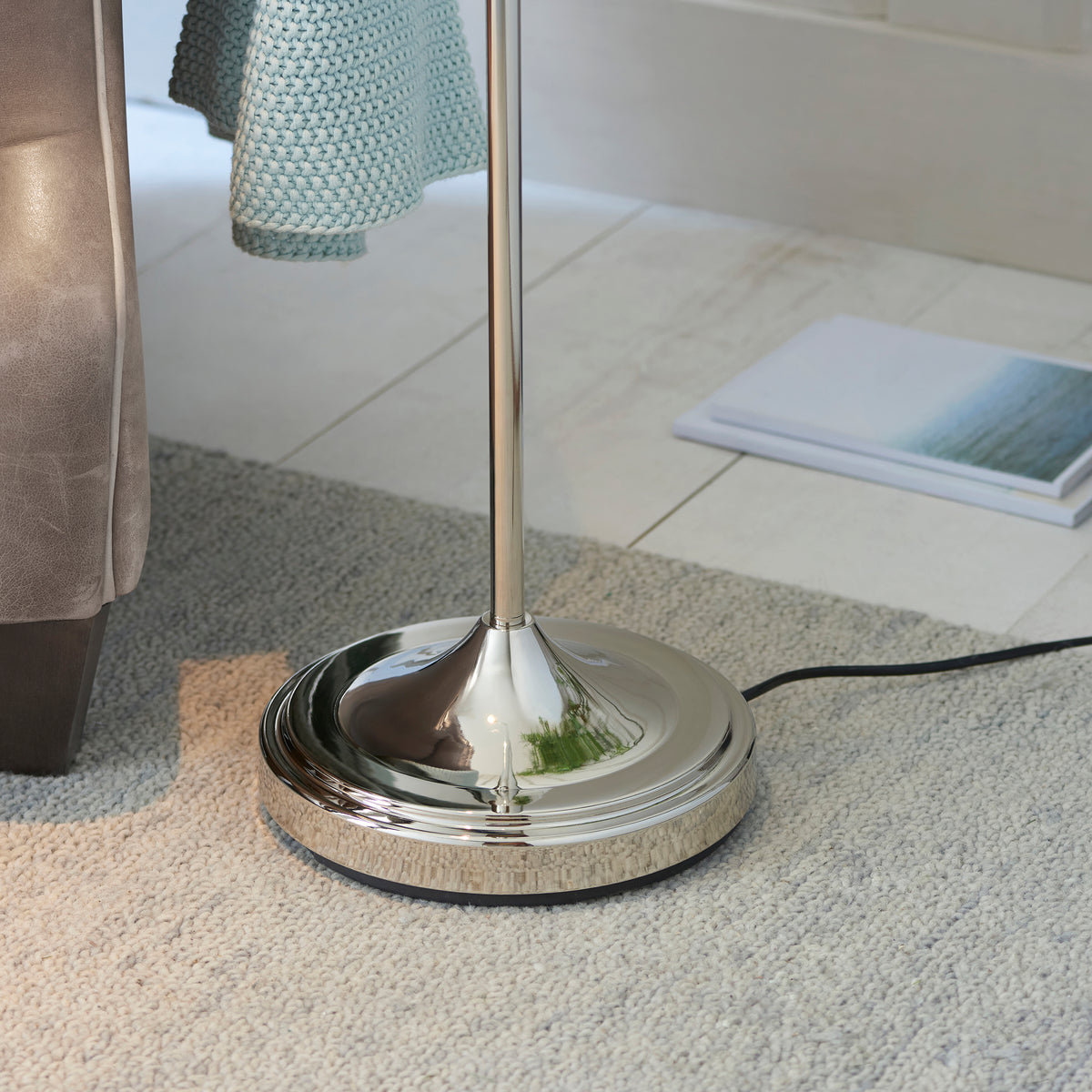 Classic Flexi Reader Floor Lamp in Bright Nickel