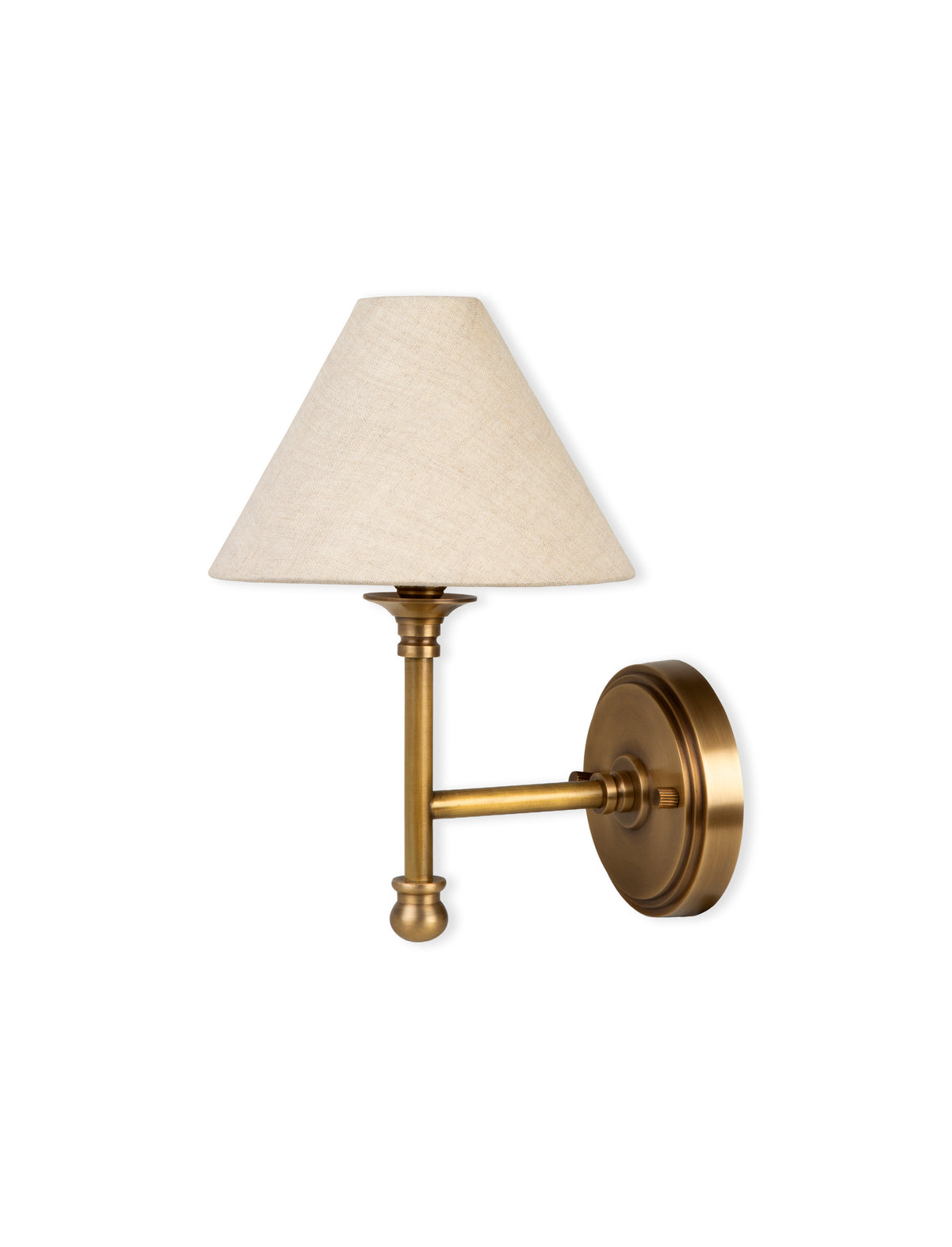 Kelmscot Single Antique Brass Light with Linen Shades