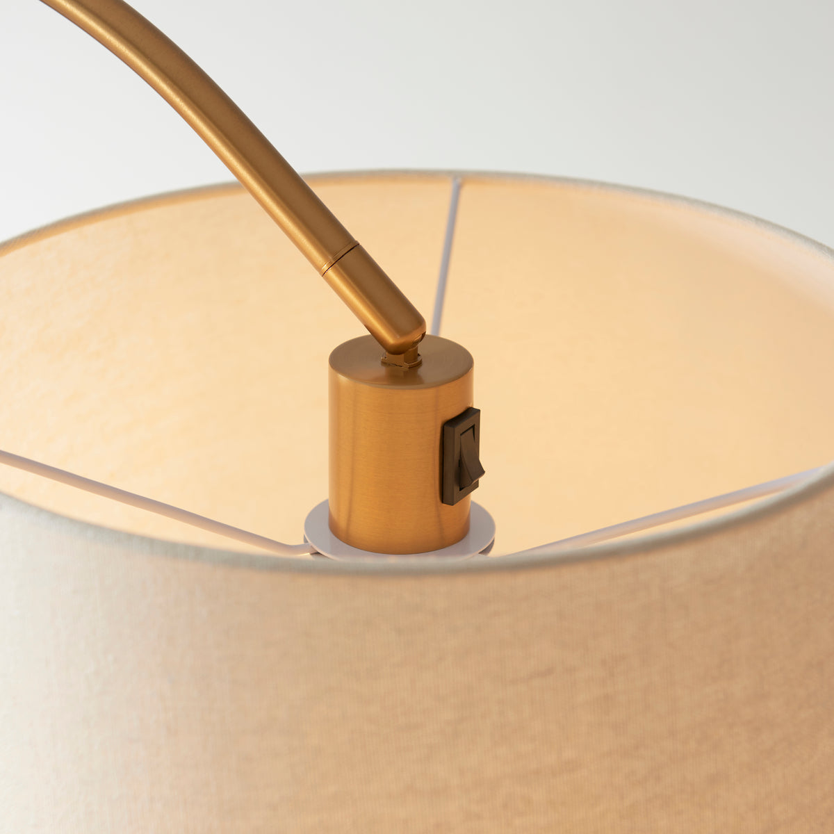Carlson Floor Lamp in Warm Brass with Natural Fabric Shade