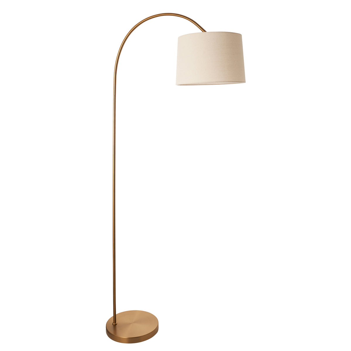Carlson Floor Lamp in Warm Brass with Natural Fabric Shade
