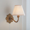 Anvil Curve Wall Light in Brass with Vintage & Almond White 16cm Ivy Shade
