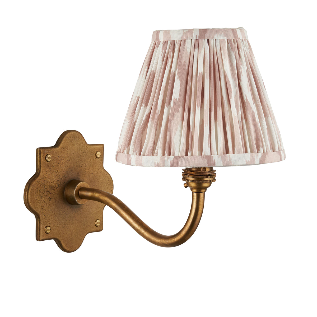 Anvil Curve Wall Light in Brass with Neutral 16cm Ikat Shade