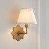 Anvil Angle Wall Light in Brass with Vintage & Almond White 16cm Ivy Shade
