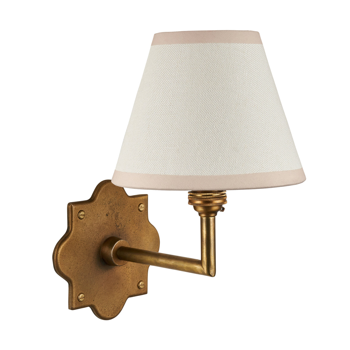 Anvil Angle Wall Light in Brass with Vintage & Almond White 16cm Ivy Shade