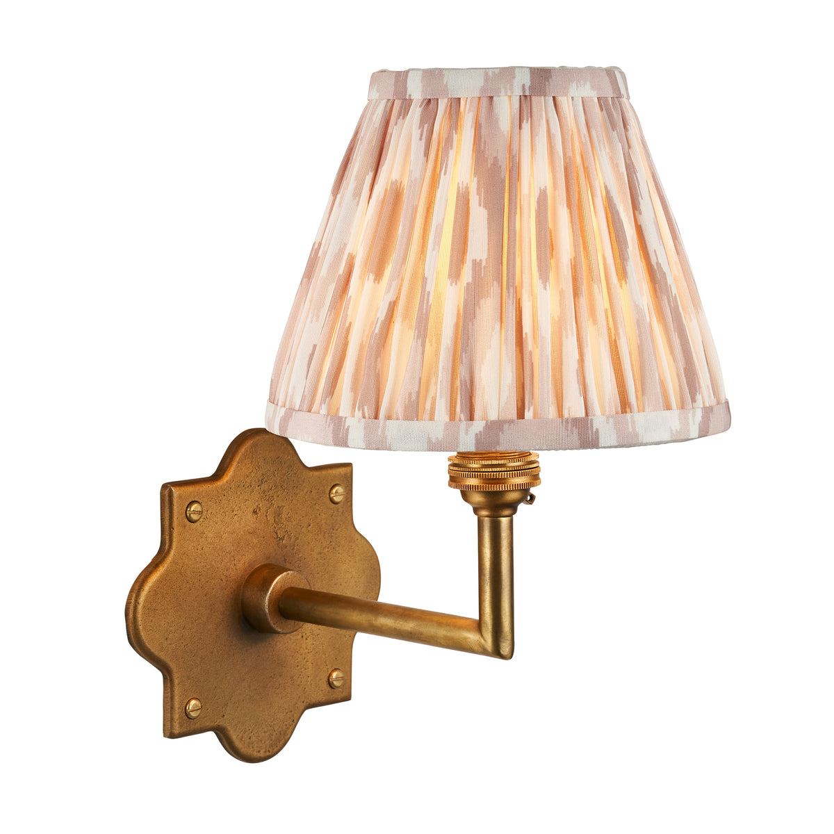 Anvil Angle Wall Light in Brass with Neutral 16cm Ikat Shade