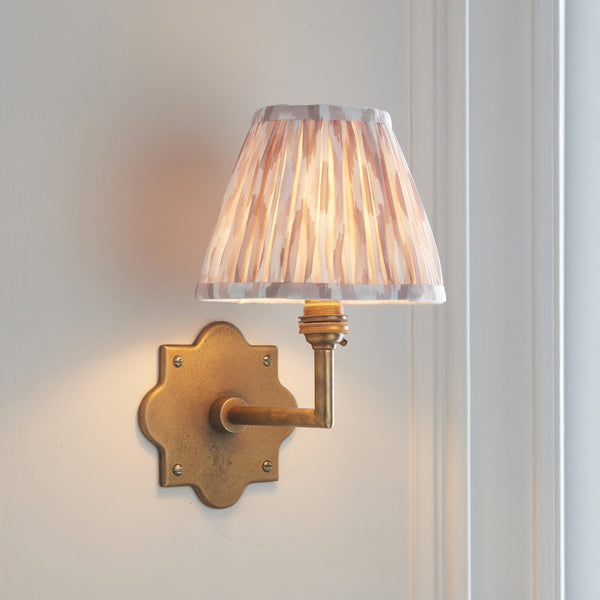Anvil Angle Wall Light in Brass with Neutral 16cm Ikat Shade