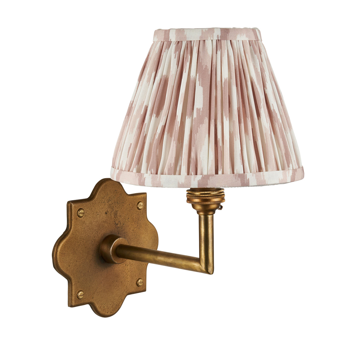 Anvil Angle Wall Light in Brass with Neutral 16cm Ikat Shade
