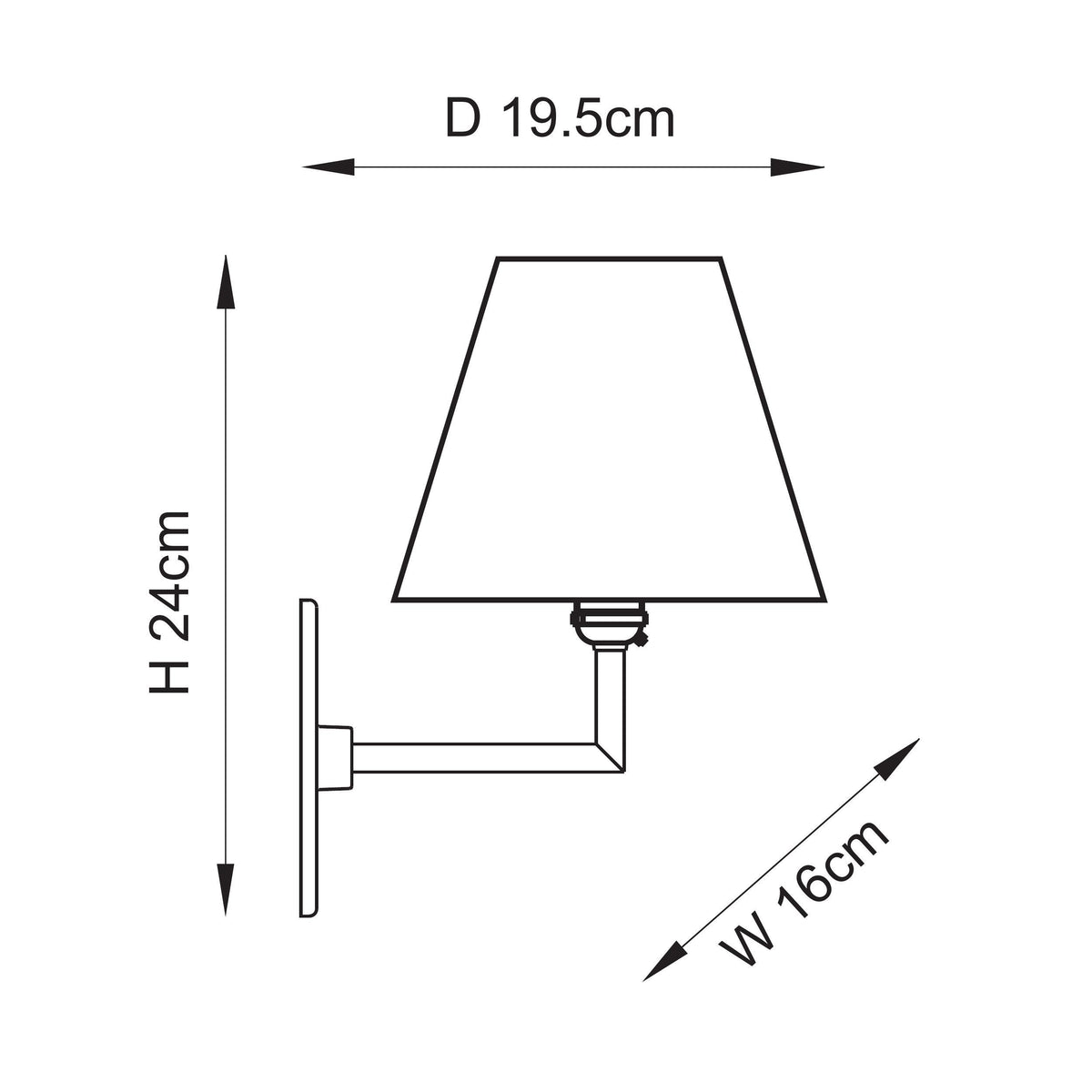Anvil Angle Wall Light in Brass with Neutral 16cm Ikat Shade