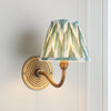 Ripple Curve Wall Light in Brass with Cotswold Green 16cm Zigzag Shade