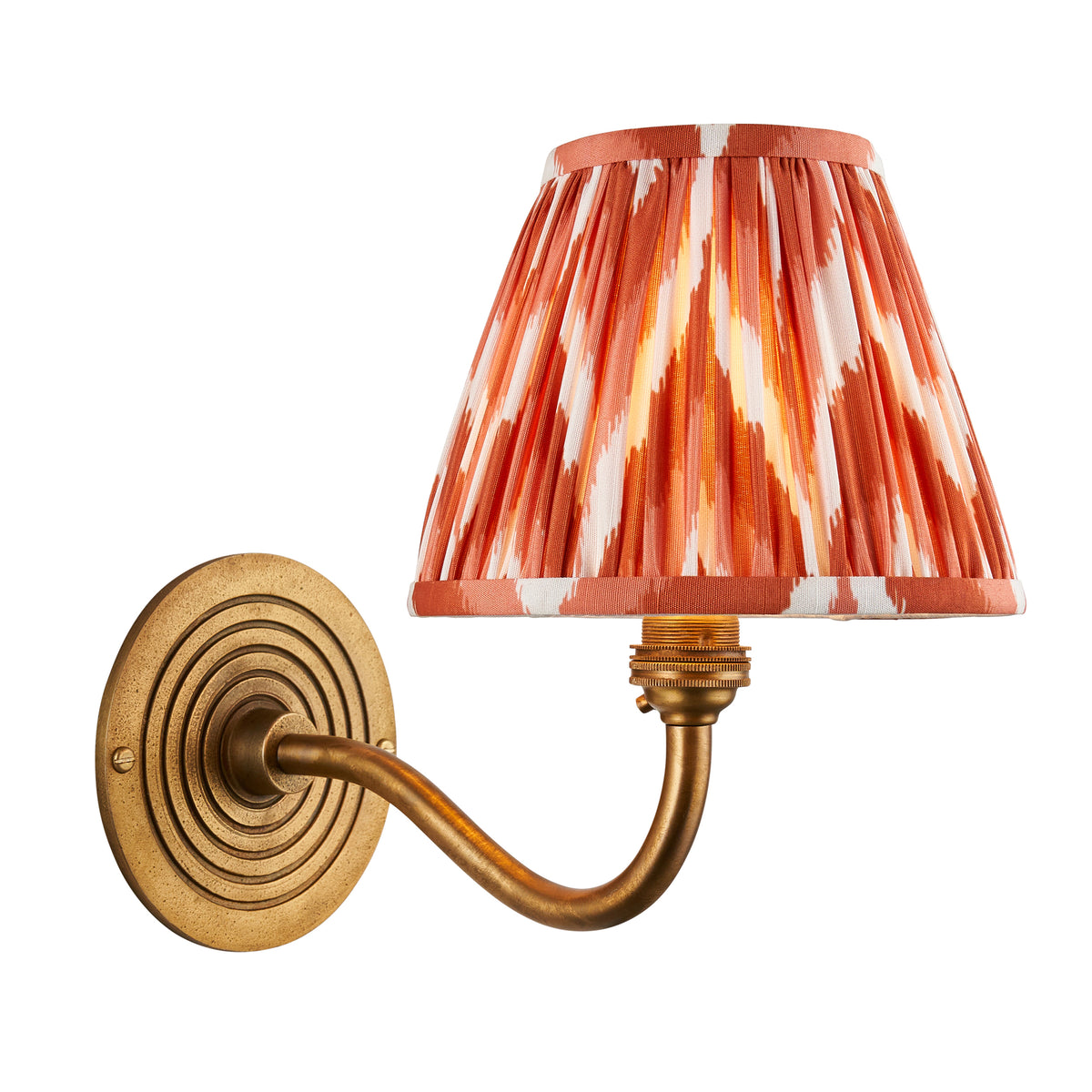 Ripple Curve Wall Light in Brass with Apricot Orange 16cm Zigzag Shade
