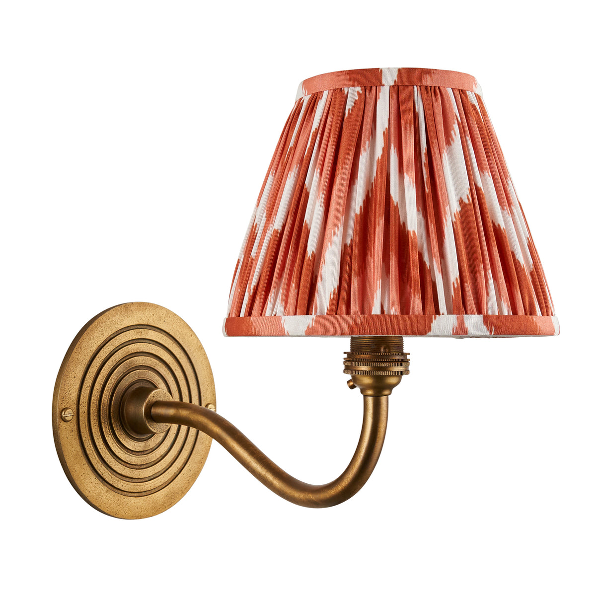 Ripple Curve Wall Light in Brass with Apricot Orange 16cm Zigzag Shade