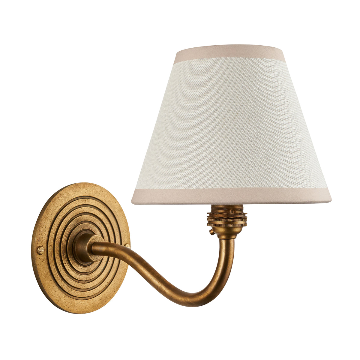 Ripple Curve Wall Light in Brass with Vintage & Almond White 16cm Ivy Shade