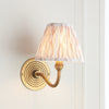 Ripple Curve Wall Light in Brass with Neutral 16cm Ikat Shade