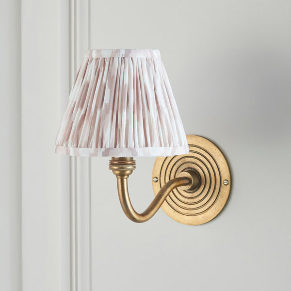 Ripple Curve Wall Light in Brass with Neutral 16cm Ikat Shade