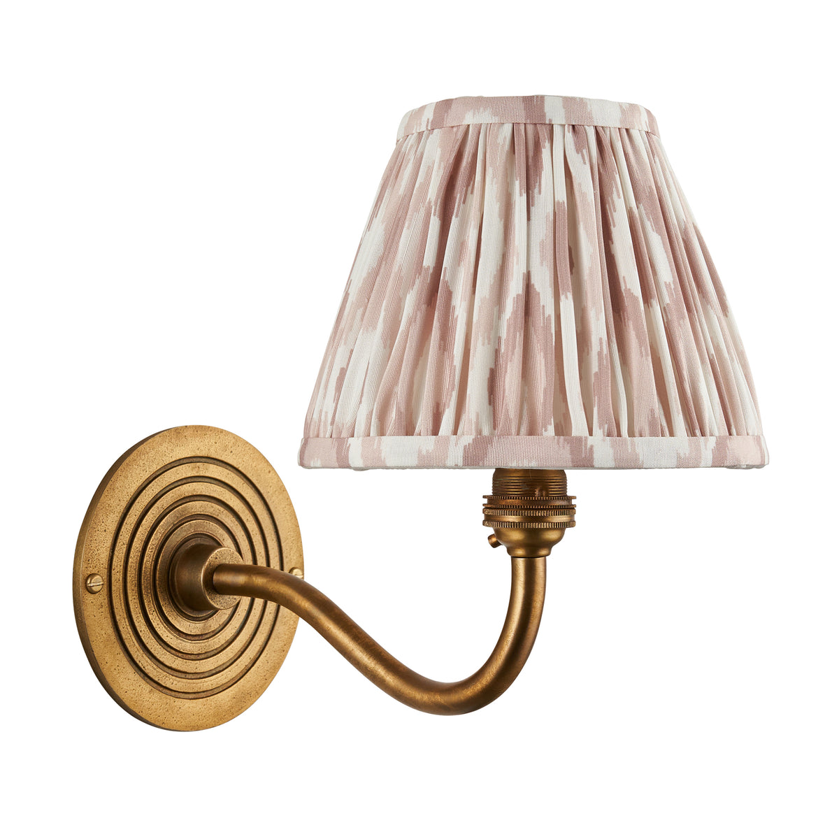 Ripple Curve Wall Light in Brass with Neutral 16cm Ikat Shade