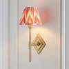 Diamond Tall Wall Light in Brass with Apricot Orange 16cm Zigzag Shade