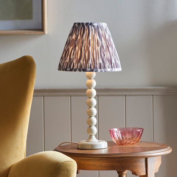 Higgledy Table Lamp in Almond White with Pearl Grey 25cm Ikat Shade