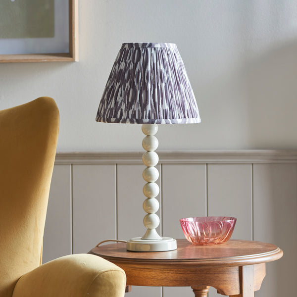 Higgledy Table Lamp in Almond White with Pearl Grey 25cm Ikat Shade