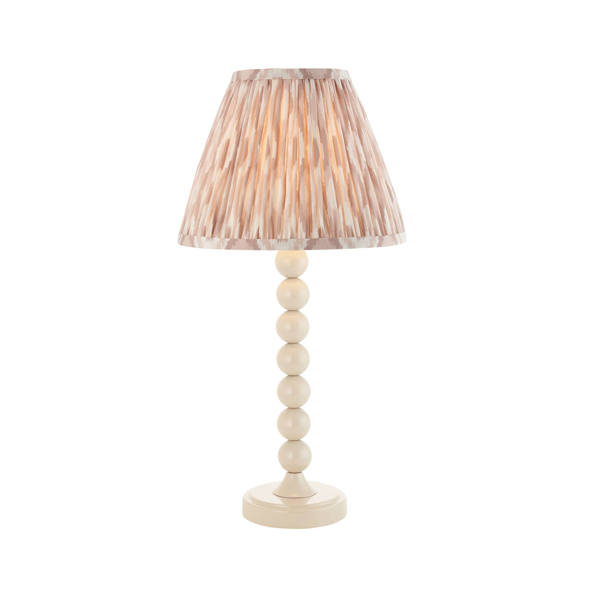 Higgledy Table Lamp in Almond White with Neutral 25cm Ikat Shade