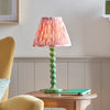 Higgledy Table Lamp in Cotswold Green with Coral Pink 25cm Ikat Shade